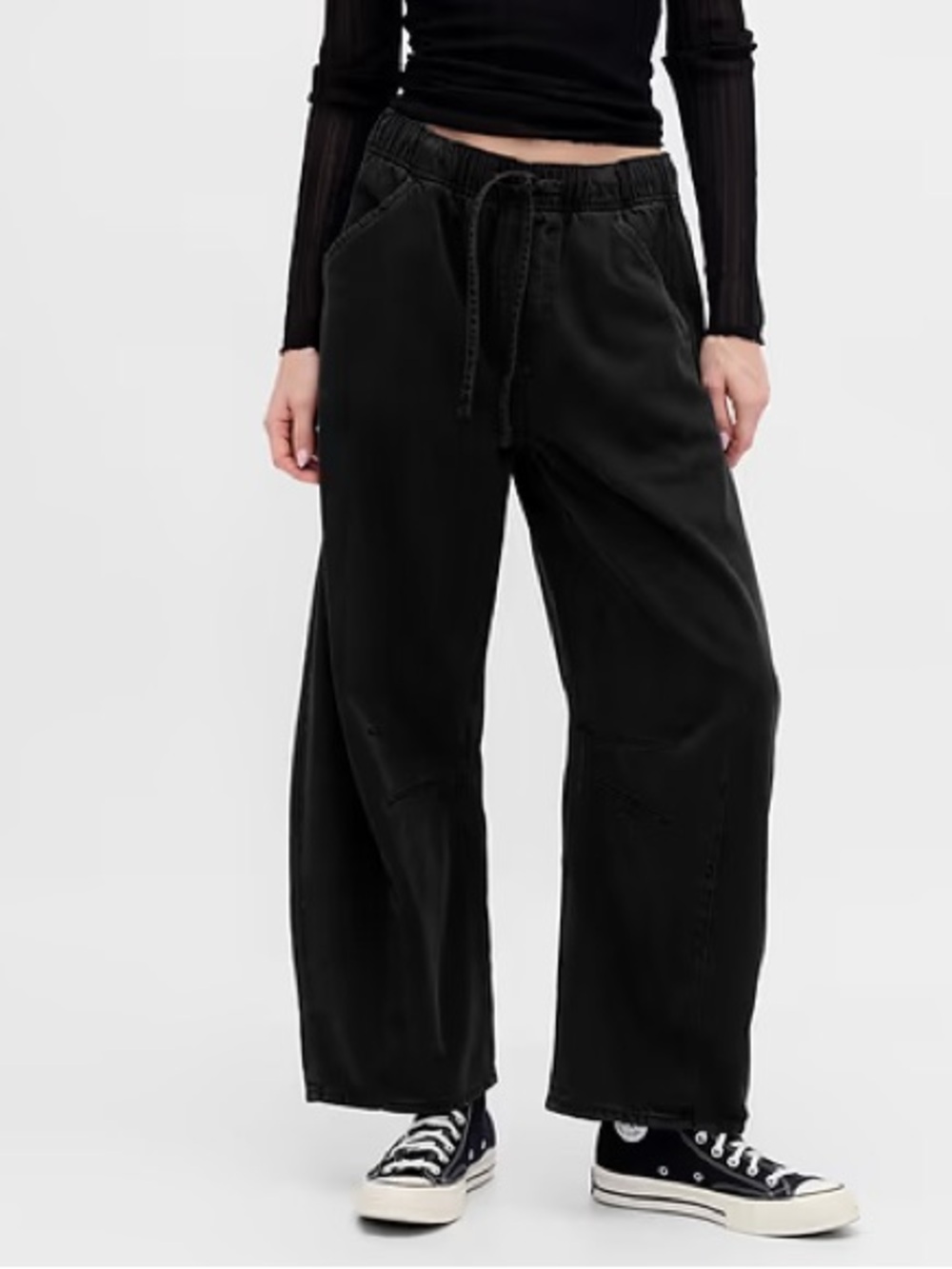 GAP Black Mid Rise UltraSoft Easy Horseshoe Jeans Wide-Leg Utility Pants
